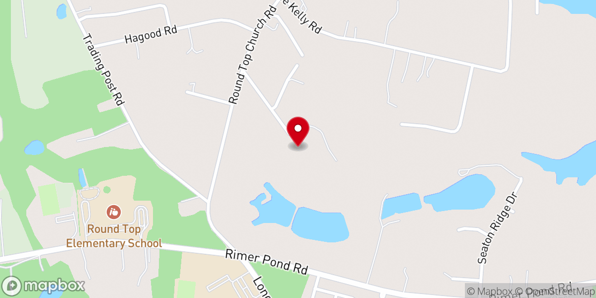 Map showing location of Round Top Baptist Church