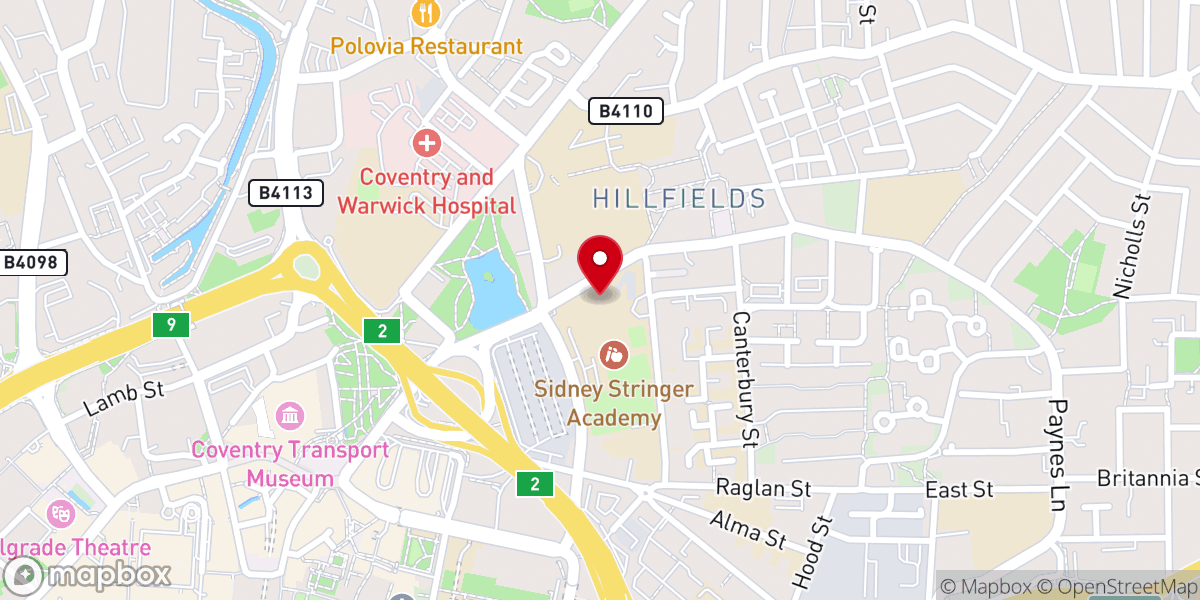 Map showing location of Dominion City Coventry