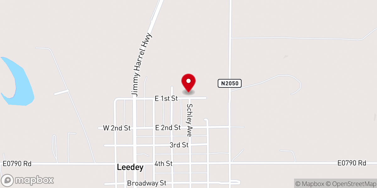 Map showing location of First Baptist Church Leedey-Prsng
