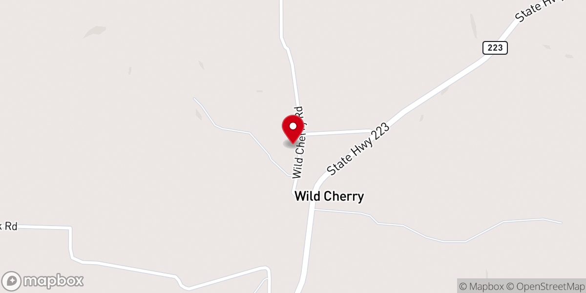 Map showing location of Wild Cherry United Methodist Church