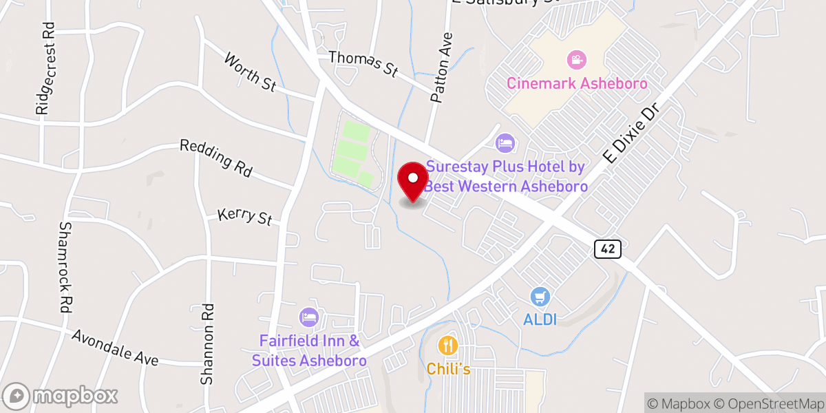 Map showing location of Strike House of Asheboro