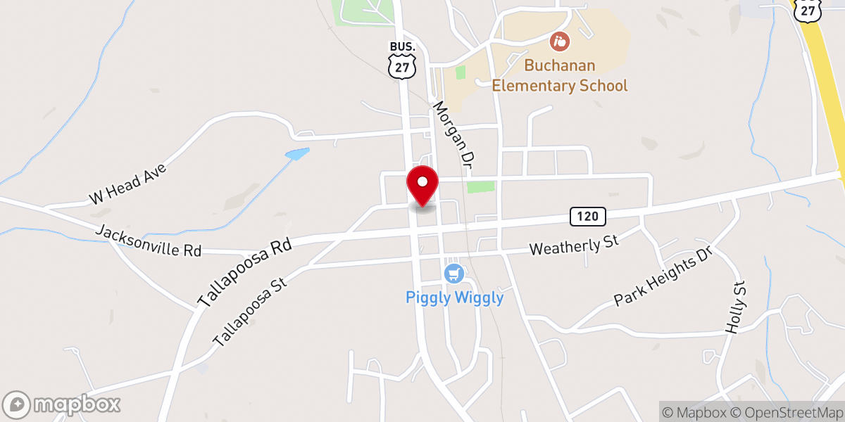 Map showing location of Buchanan United Methodist Church