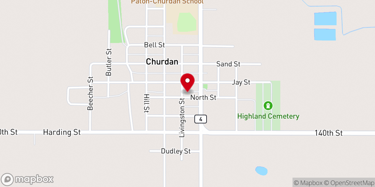 Map showing location of First Baptist Church