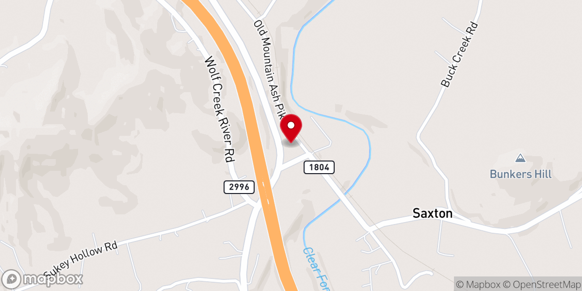 Map showing location of Saxton Independent Baptist Church
