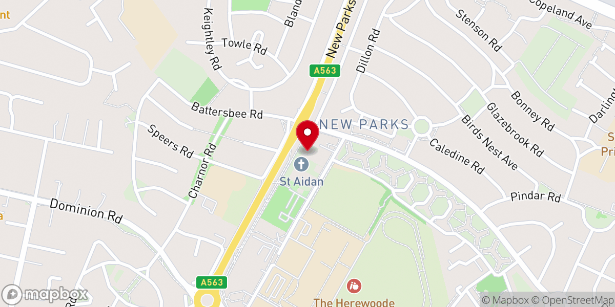 Map showing location of Saint Aidan's C of E Church