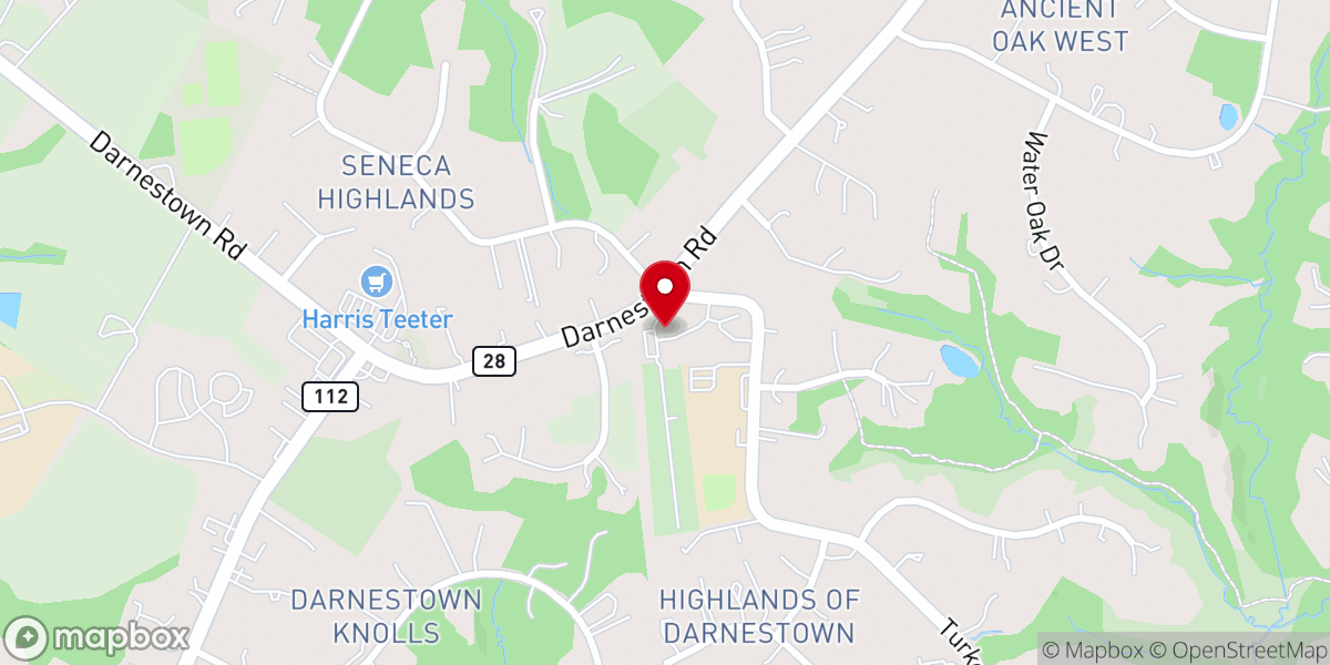 Map showing location of Darnestown Presbyterian Church