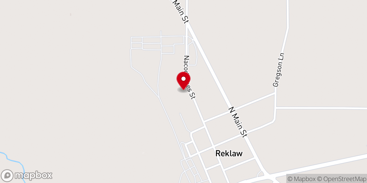 Map showing location of Reklaw Baptist Church