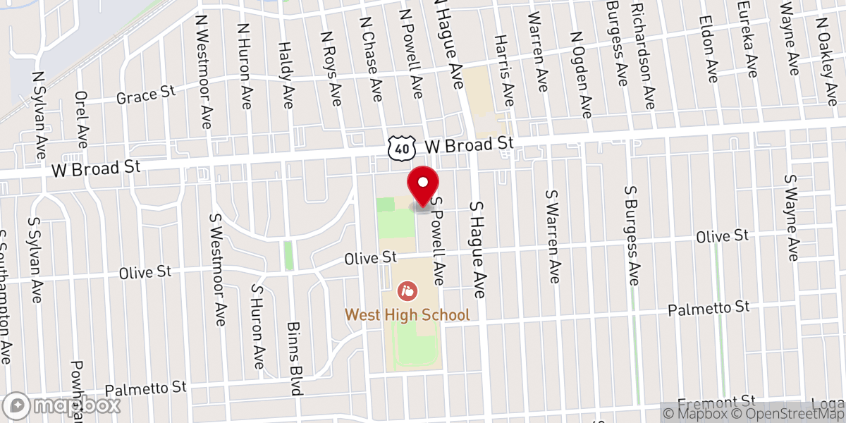 Map showing location of Westgate United Methodist Church