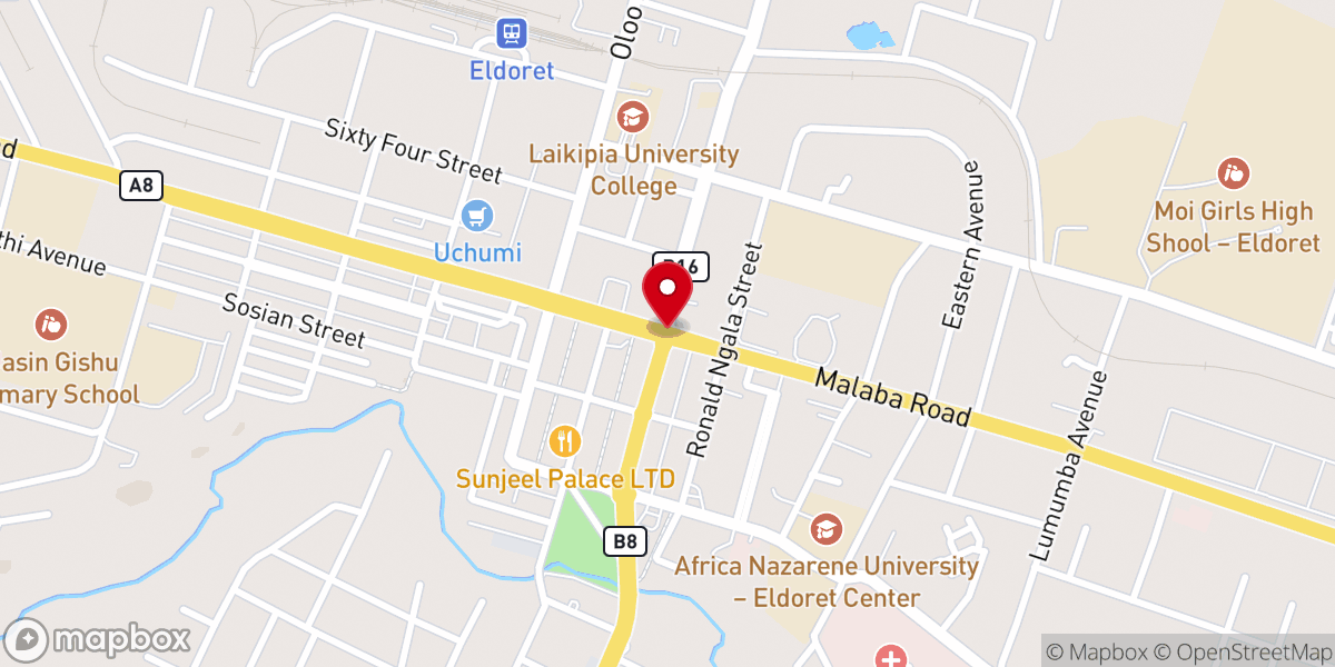 Map showing location of Eldoret East Seventh Day Adventist Church