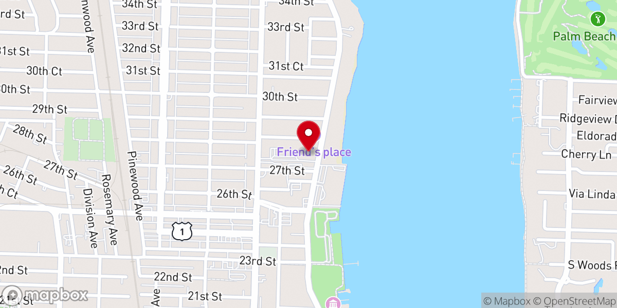 Map showing location of Unity of the Palm Beaches Church