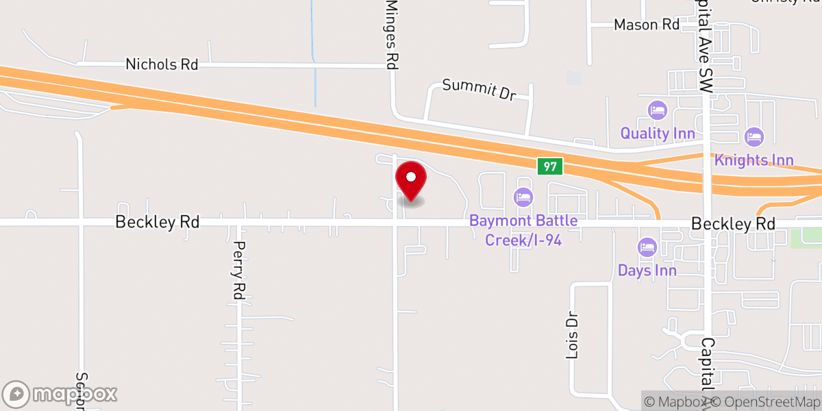 Map showing location of South Side Bible Church