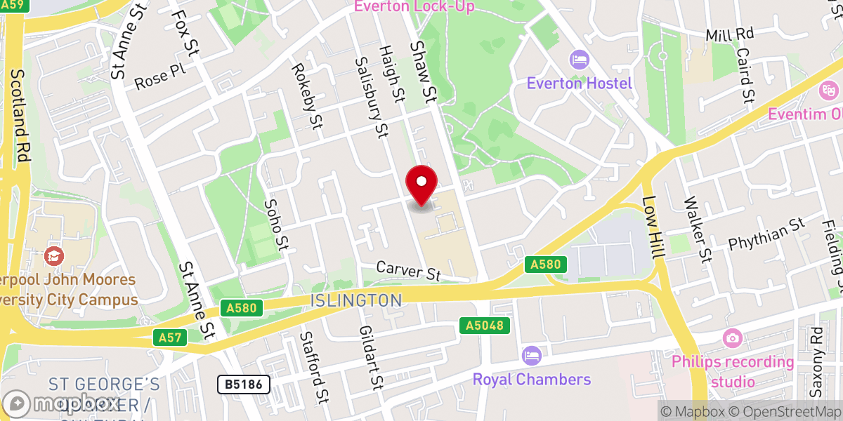 Map showing location of St Francis Xavier's Church