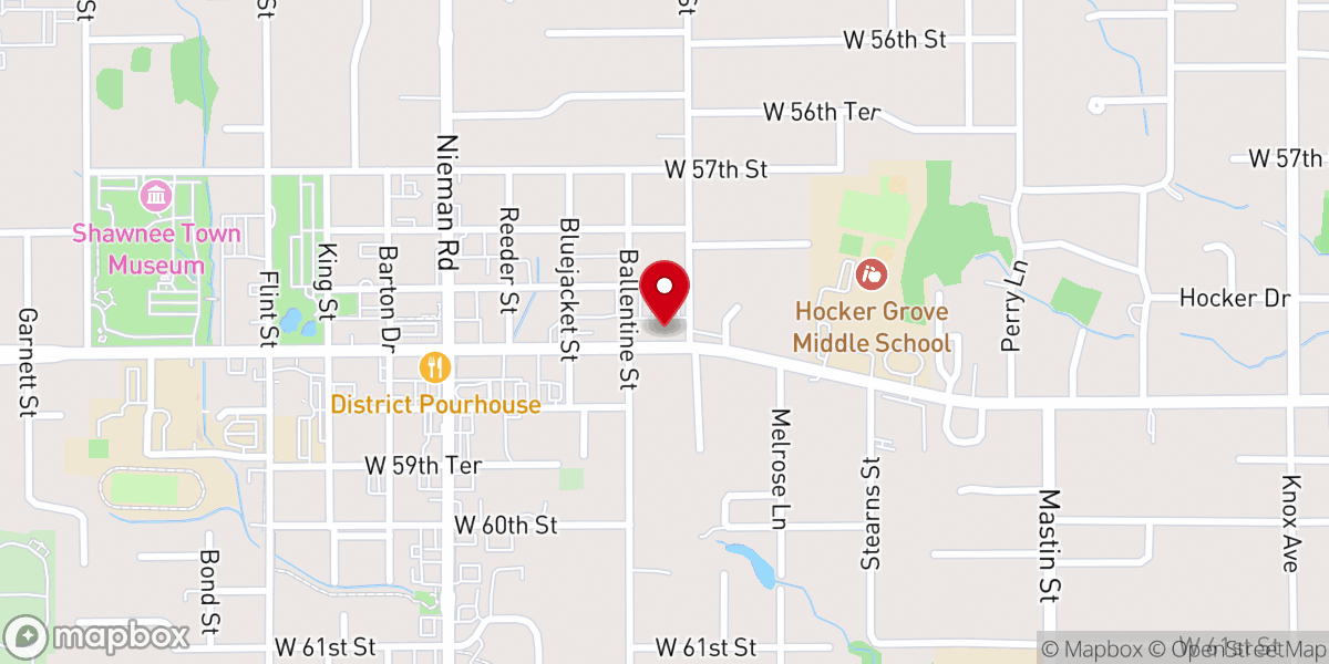 Map showing location of Shawnee Methodist Church