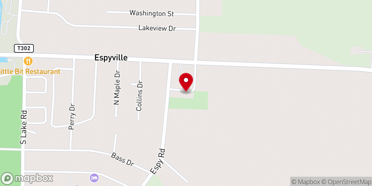 Map showing location of Espyville United Methodist Church