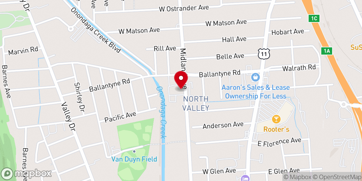Map showing location of Syracuse Alliance Church