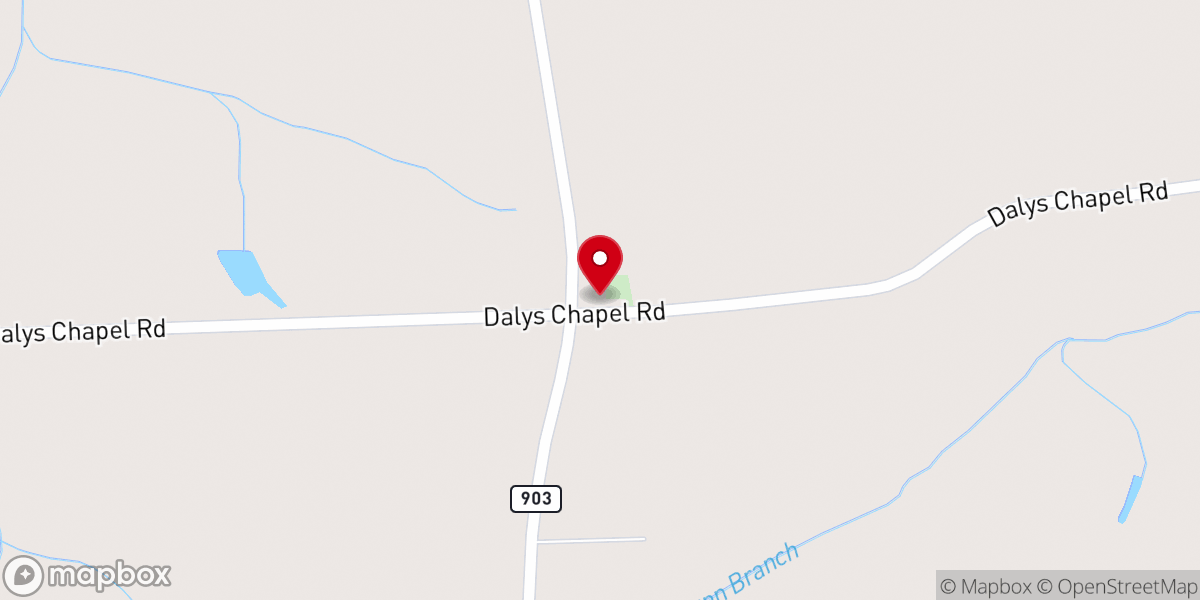 Map showing location of Daly's Chapel Free Will Baptist