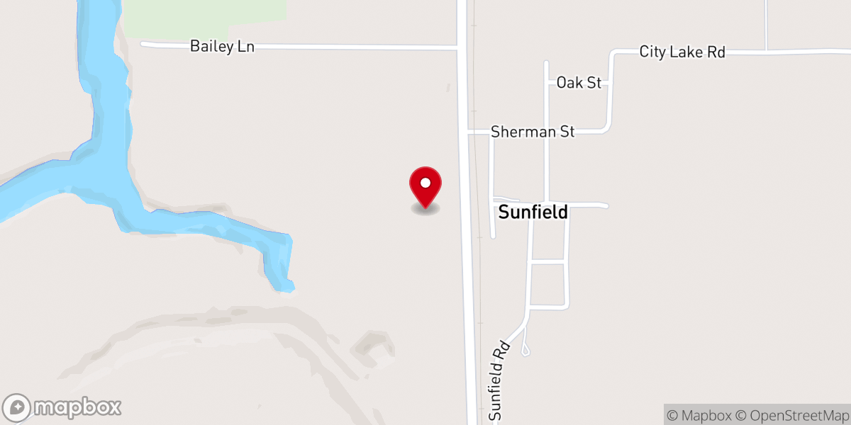 Map showing location of Sunfield Baptist Church