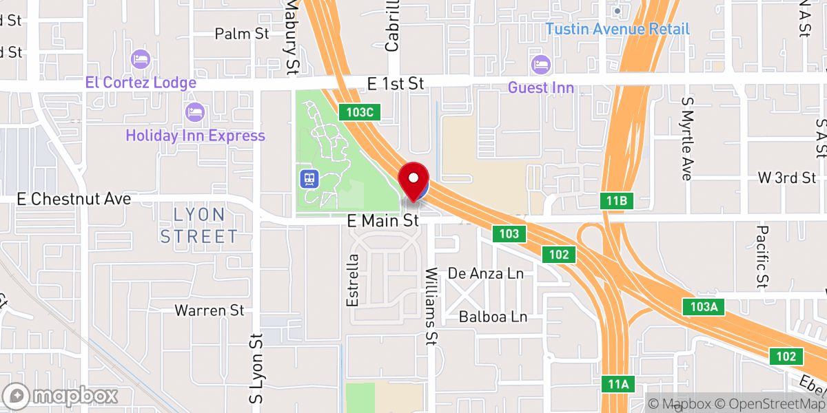 Map showing location of Church of Christ In Tustin