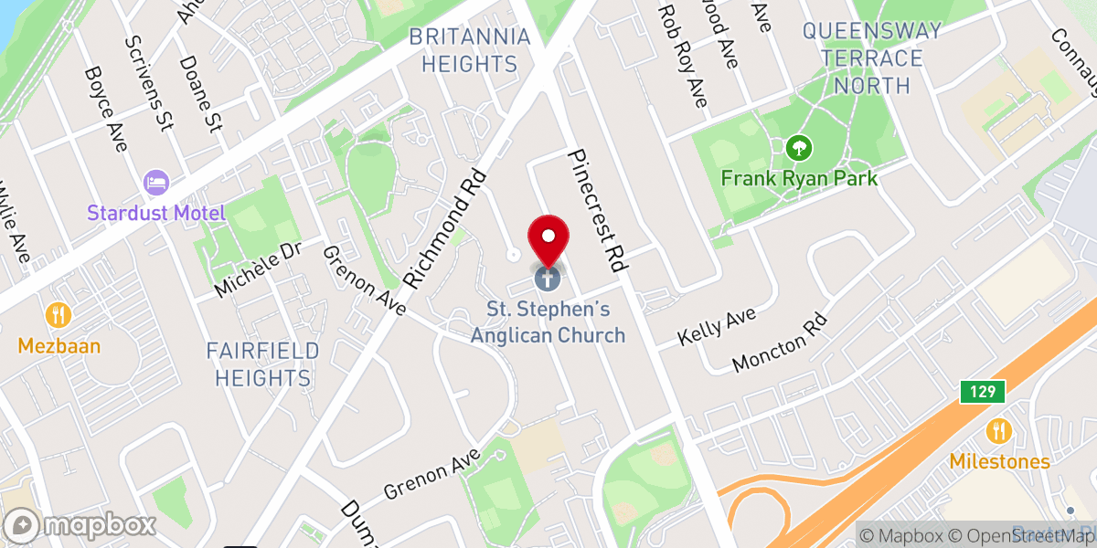 Map showing location of St. Stephen's Anglican Church