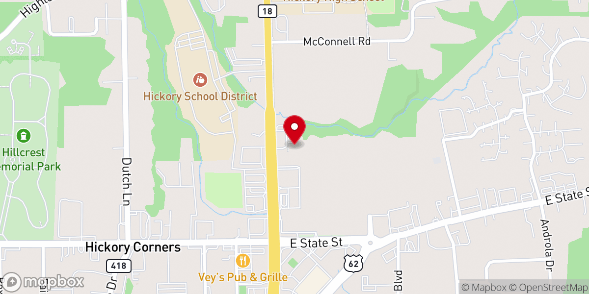 Map showing location of Hickory Global Methodist Church