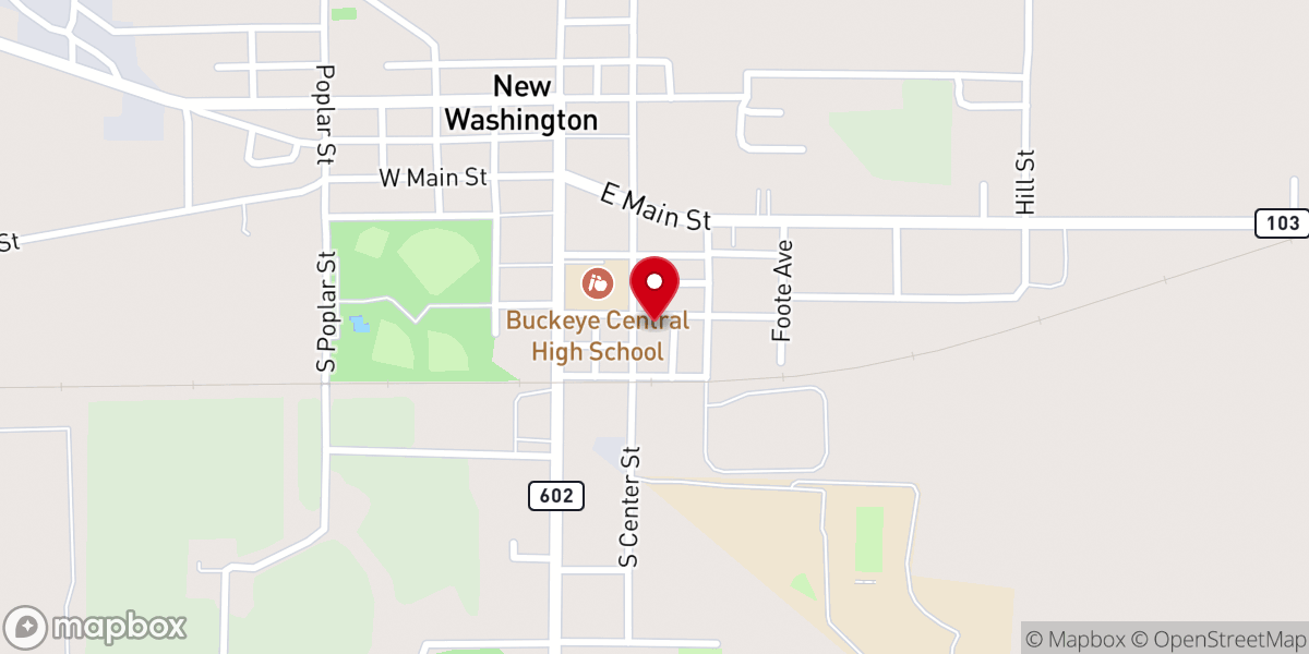Map showing location of New Washington United Methodist Church