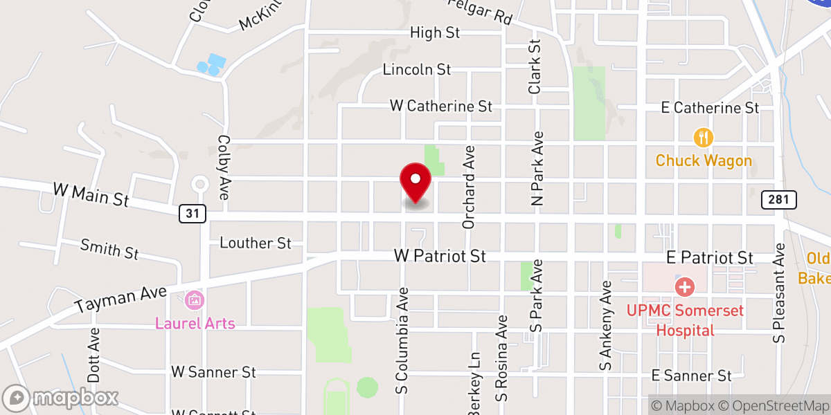 Map showing location of Mountain Baptist Church