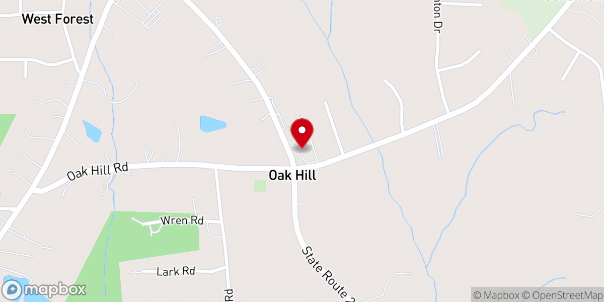 Map showing location of Prospect Church at Oak Hill