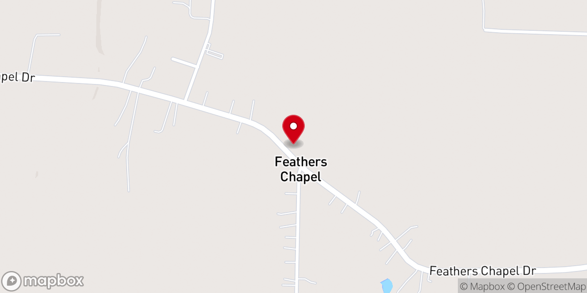 Map showing location of Feathers Chapel Baptist Church
