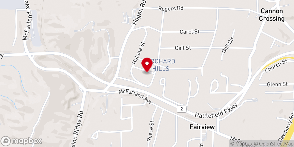 Map showing location of Peach Orchard Church