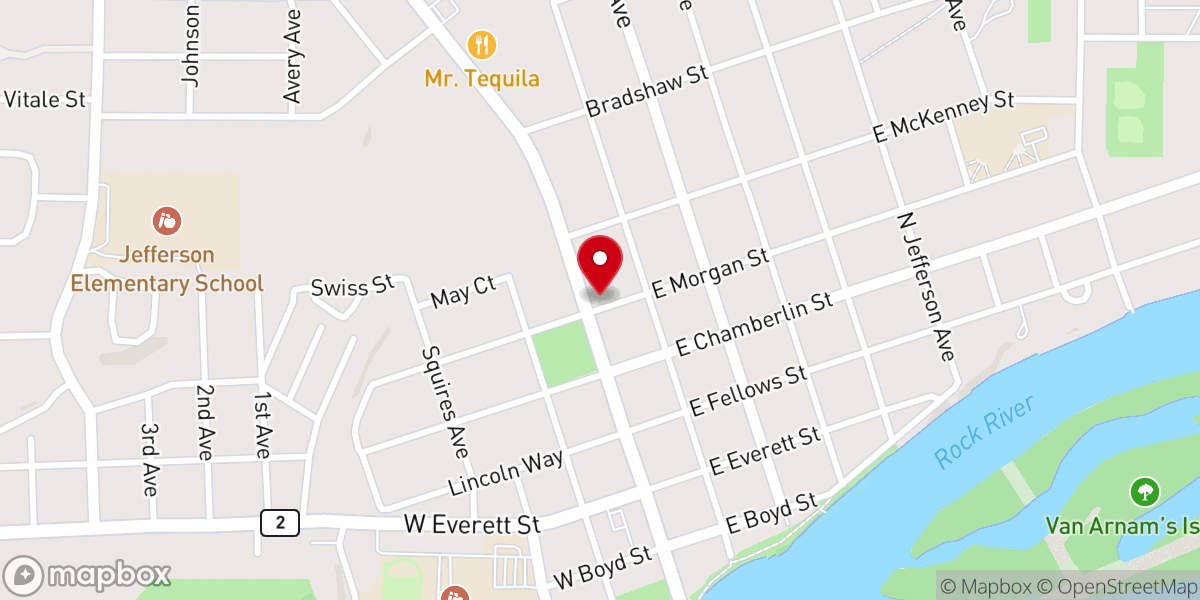 Map showing location of Foursquare Church