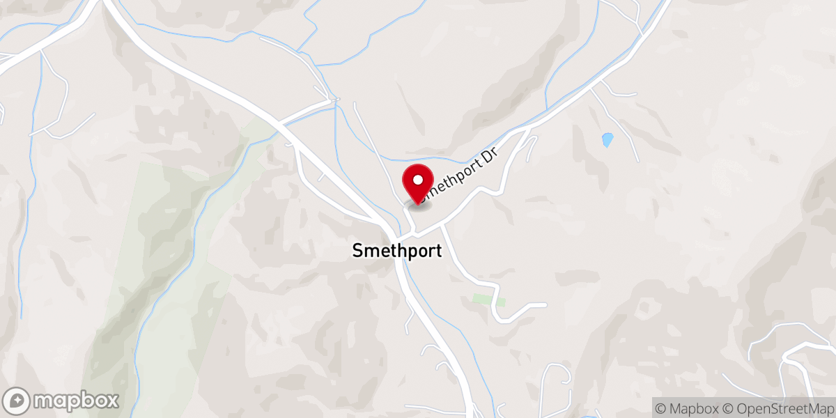 Map showing location of Smethport Baptist Church