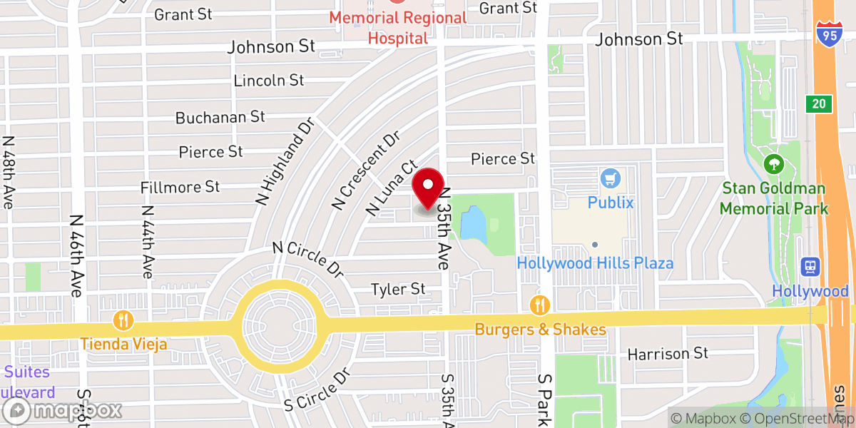 Map showing location of Hollywood Hills United Methodist Church