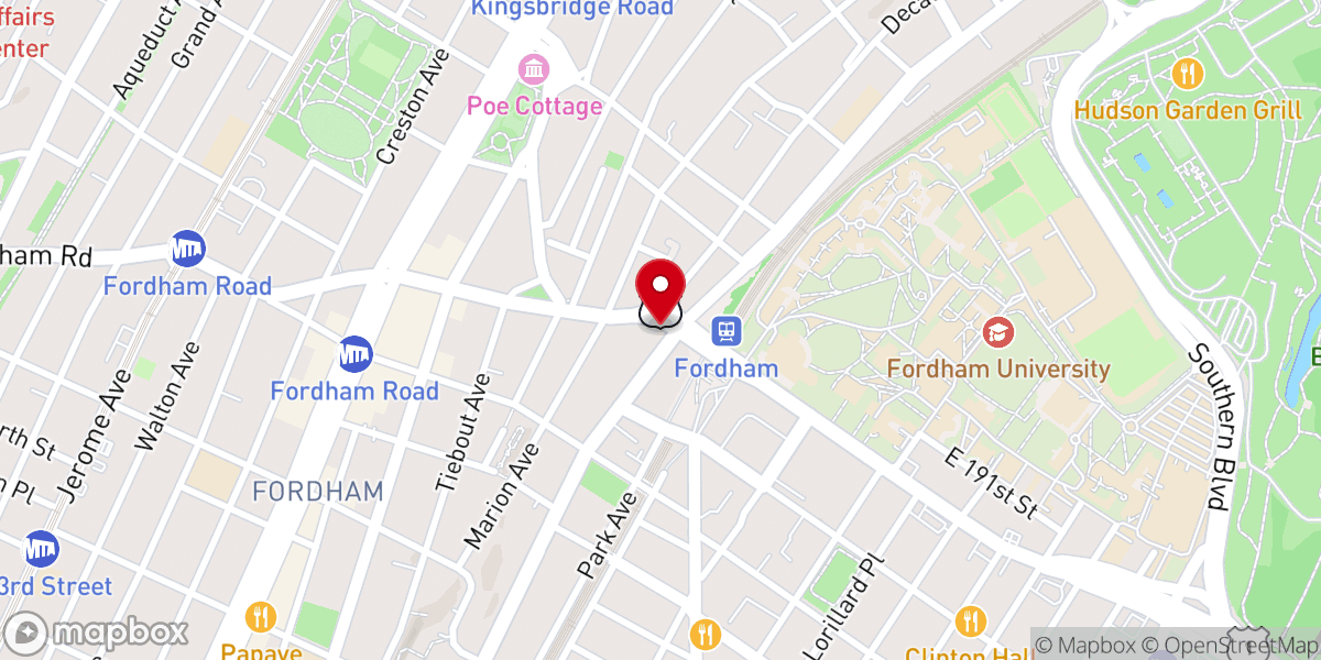 Map showing location of Fordham Comics