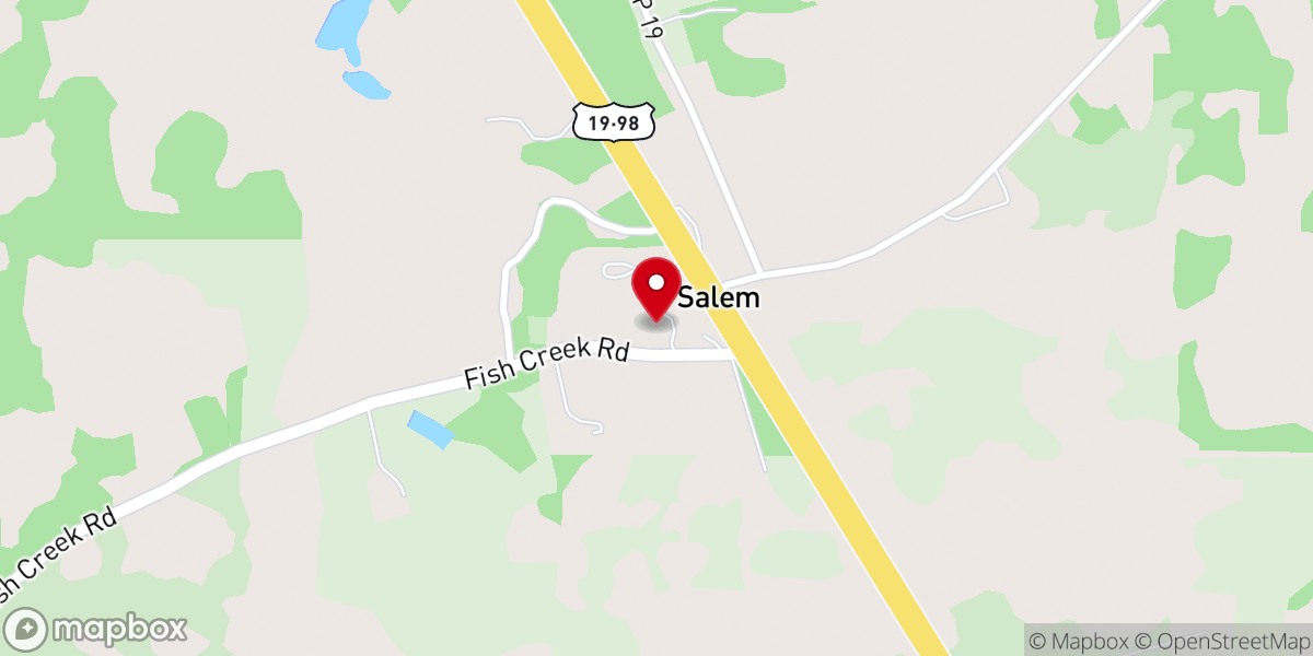 Map showing location of Salem Baptist Church