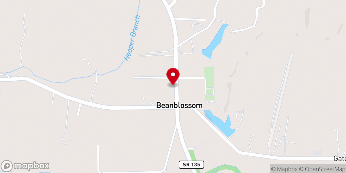 Map showing location of Bean Blossom Community Church