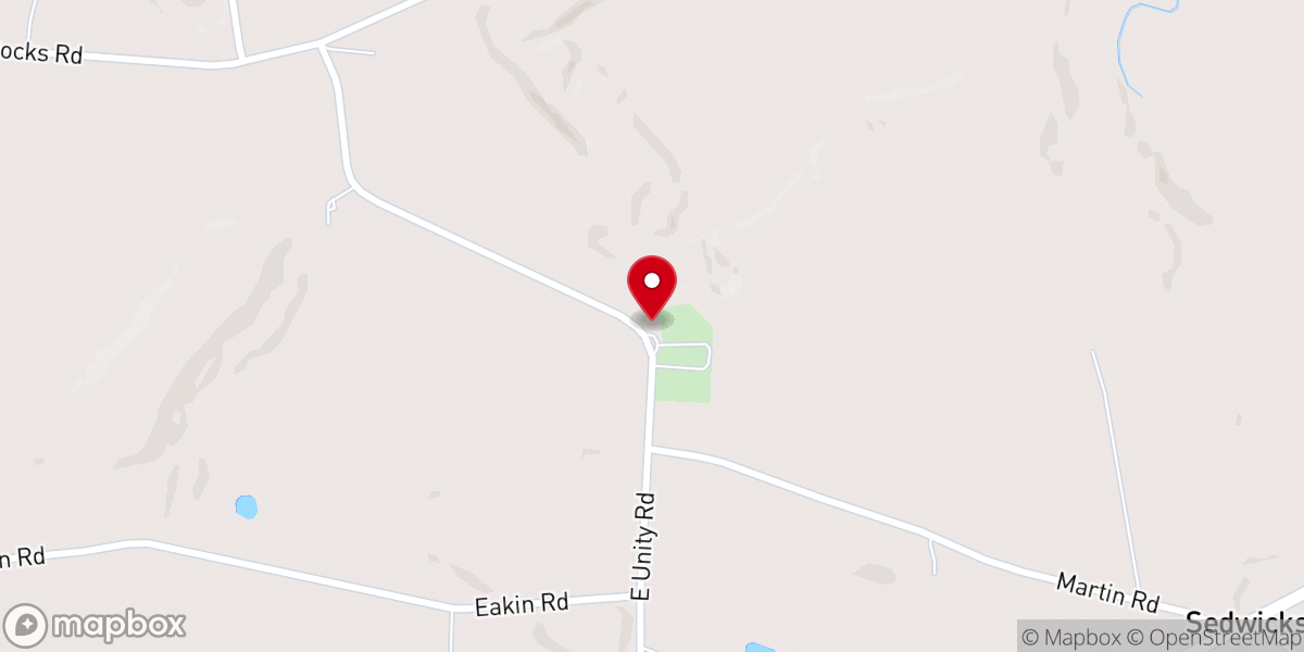 Map showing location of East Unity Presbyterian Church