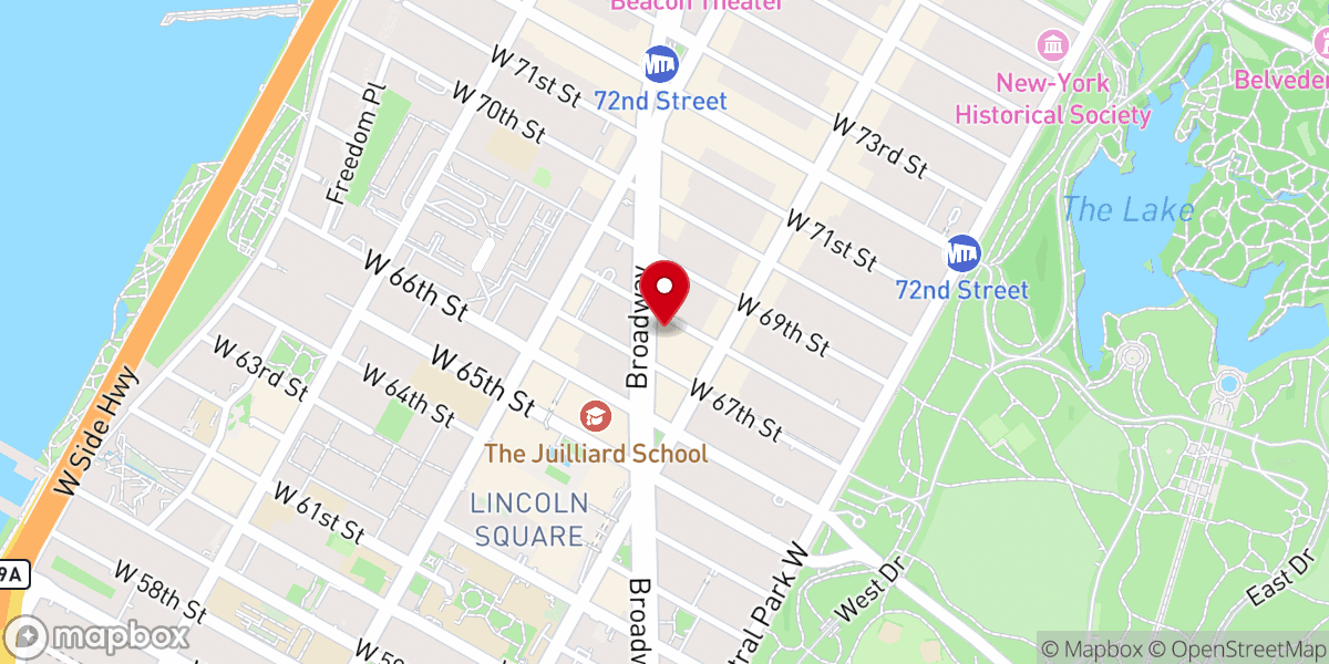 Map showing location of Liberty Church Upper West Side