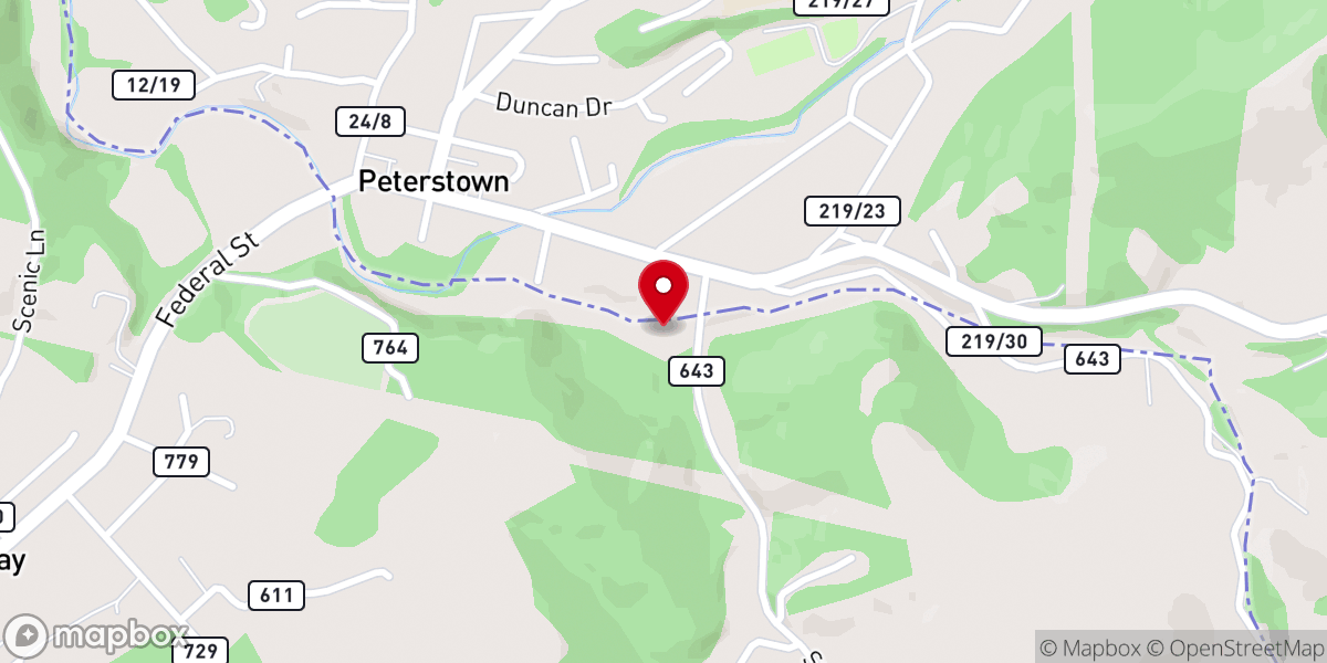 Map showing location of Peterstown Church of God
