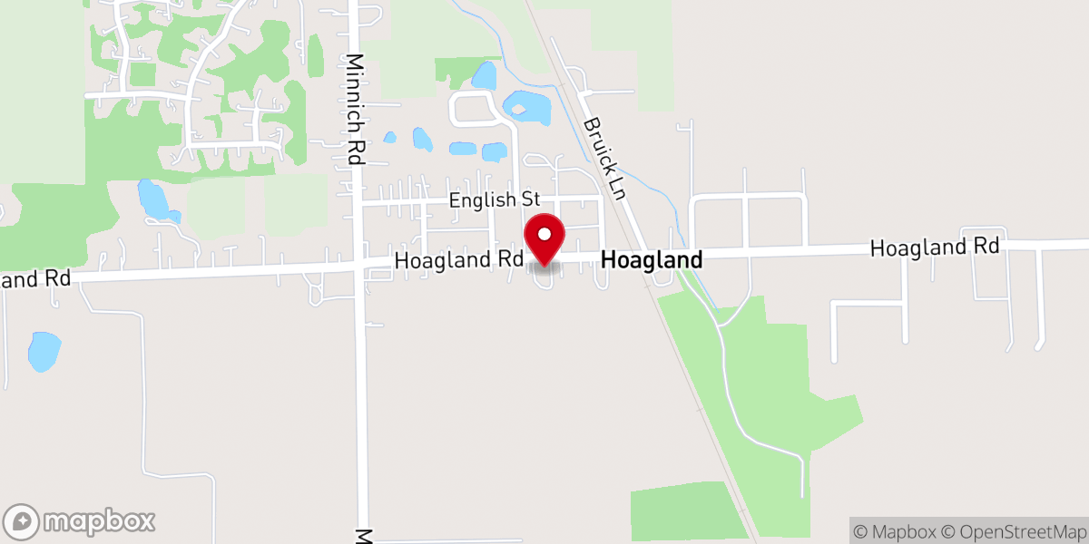 Map showing location of Hoagland Community Church