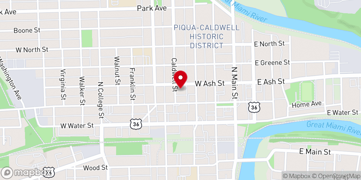 Map showing location of Piqua Compassion Network Church