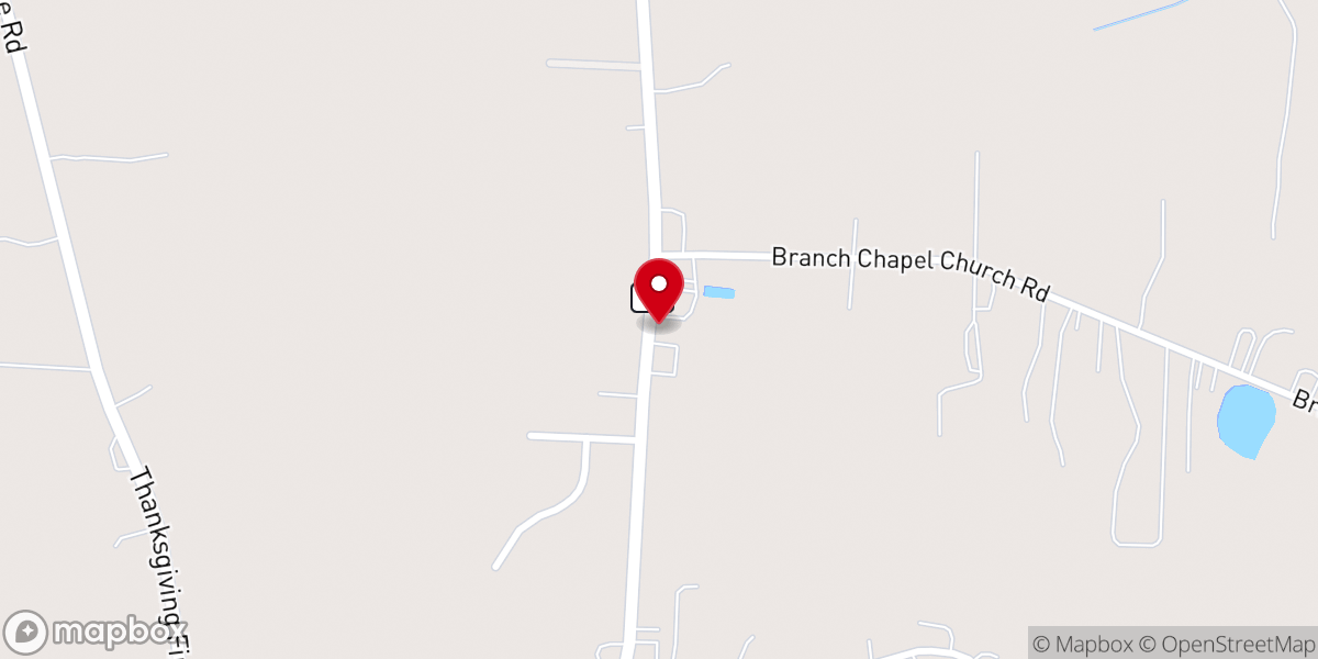 Map showing location of Branch Chapel Free Will Baptist