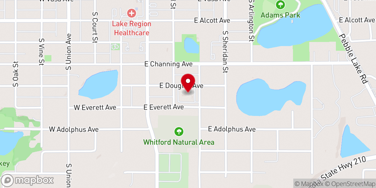 Map showing location of Augustana Lutheran Church