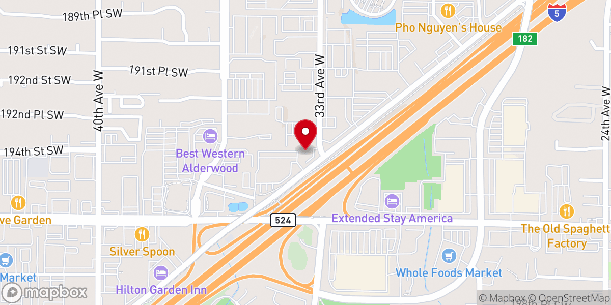 Map showing location of Alderwood Compassion Center