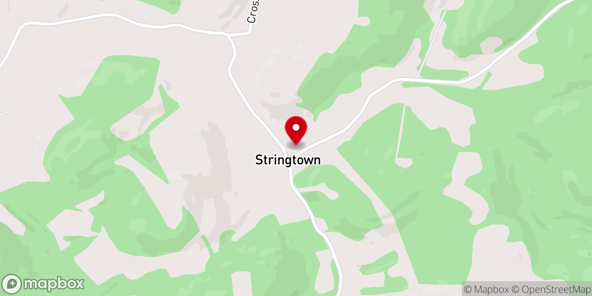 Map showing location of Stringtown United Methodist Church