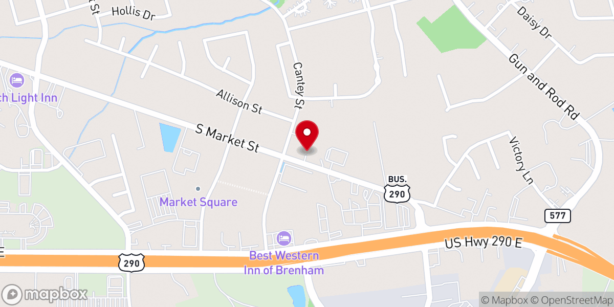 Map showing location of Brenham Monument Company