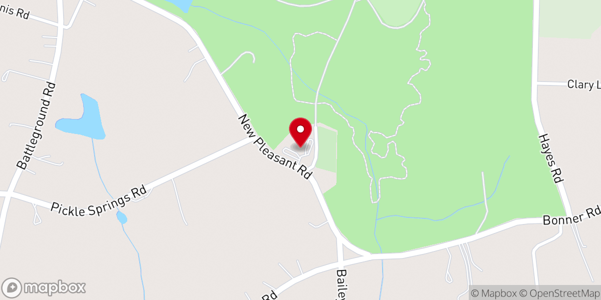 Map showing location of New Pleasant Baptist Church