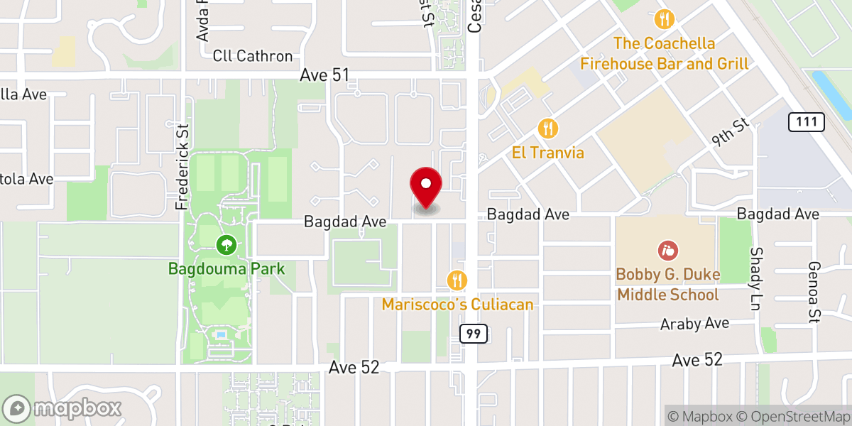 Map showing location of New Life Church Coachella