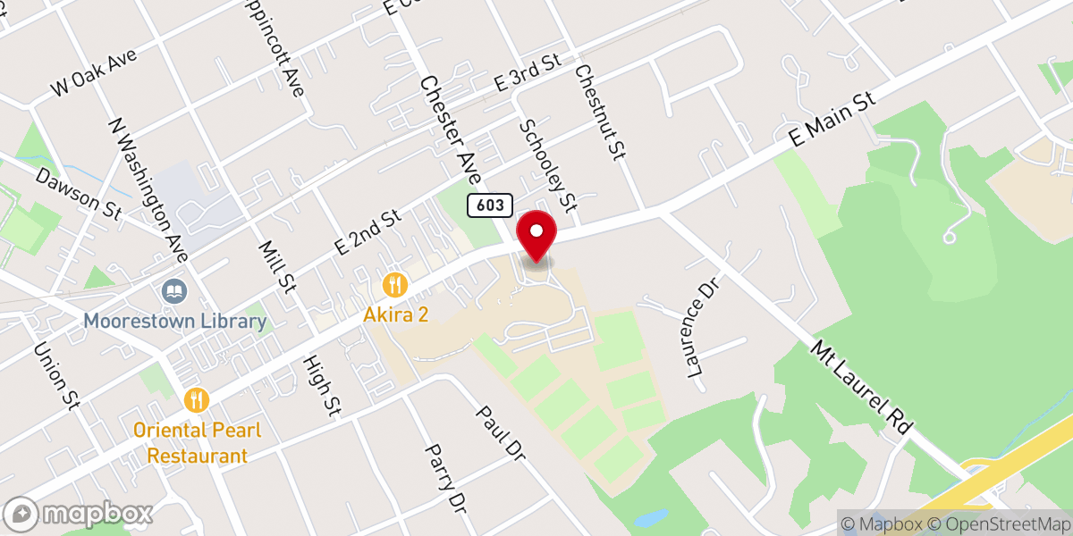 Map showing location of Moorestown Friends Meeting