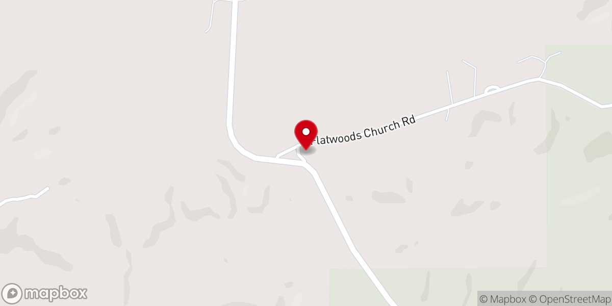 Map showing location of Flatwoods Church