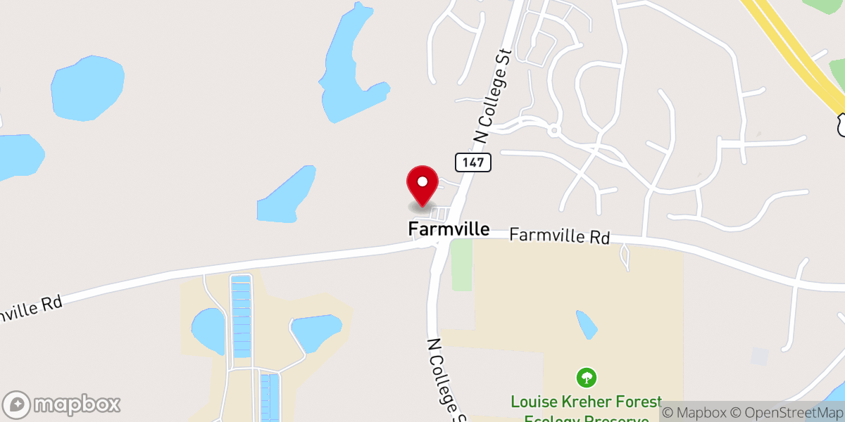 Map showing location of Farmville Baptist Church